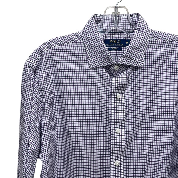 Polo Ralph Lauren Checkered Button Down Shirt Purple and White Mens Size Medium - Picture 2 of 8